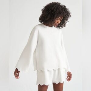 Splendid White Scalloped Hem Top